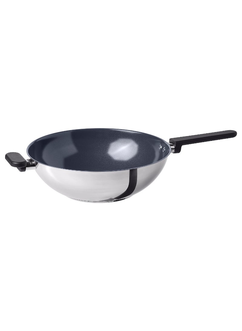 Wok - Non-Stick Coating, Stainless Steel, Versatile Pan for Stir-Frying and Cooking, Easy to Clean and Durable