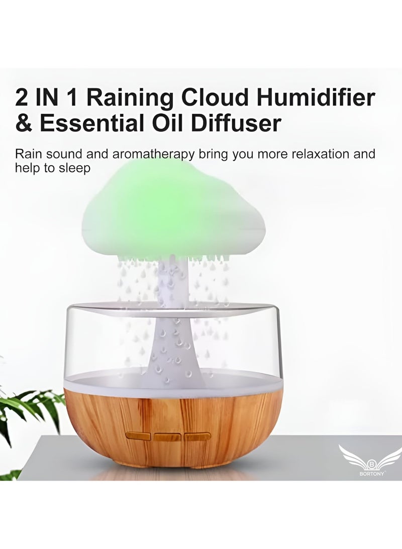 Raining Cloud Night Light & Humidifier Aromatherapy Essential Oil Diffuser Cute Mushroom Humidifier Waterfall Lamp Desk Fountain Bedside Relaxing Mood Light Sleeping & Relaxation Enhancement Stylish and Functional Design