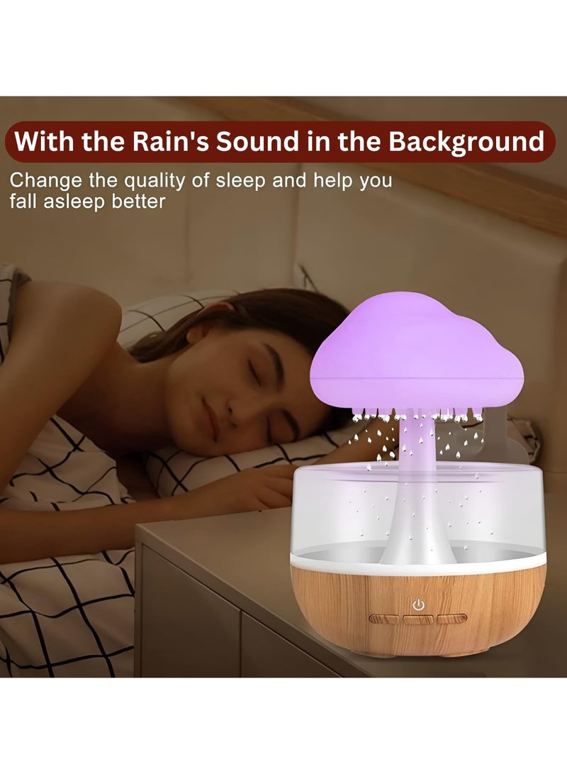 Raining Cloud Night Light & Humidifier Aromatherapy Essential Oil Diffuser Cute Mushroom Humidifier Waterfall Lamp Desk Fountain Bedside Relaxing Mood Light Sleeping & Relaxation Enhancement Stylish and Functional Design