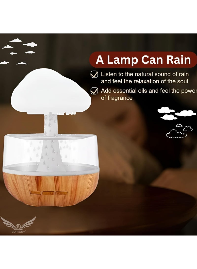 Raining Cloud Night Light & Humidifier Aromatherapy Essential Oil Diffuser Cute Mushroom Humidifier Waterfall Lamp Desk Fountain Bedside Relaxing Mood Light Sleeping & Relaxation Enhancement Stylish and Functional Design