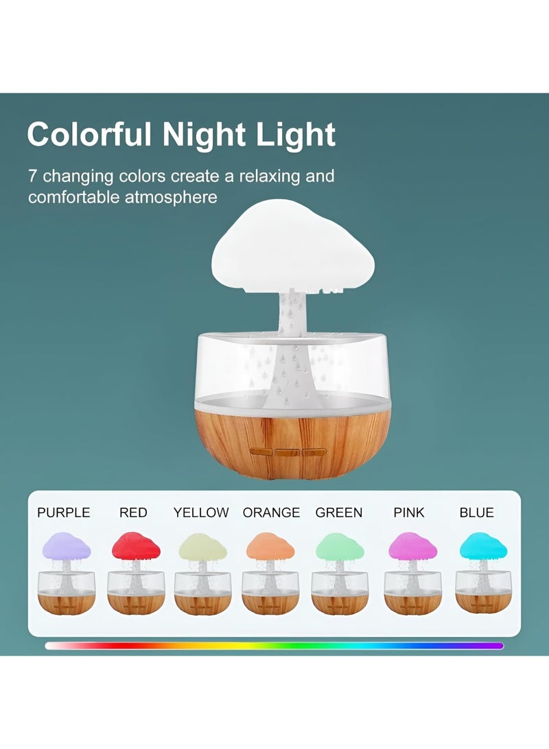 Raining Cloud Night Light & Humidifier Aromatherapy Essential Oil Diffuser Cute Mushroom Humidifier Waterfall Lamp Desk Fountain Bedside Relaxing Mood Light Sleeping & Relaxation Enhancement Stylish and Functional Design