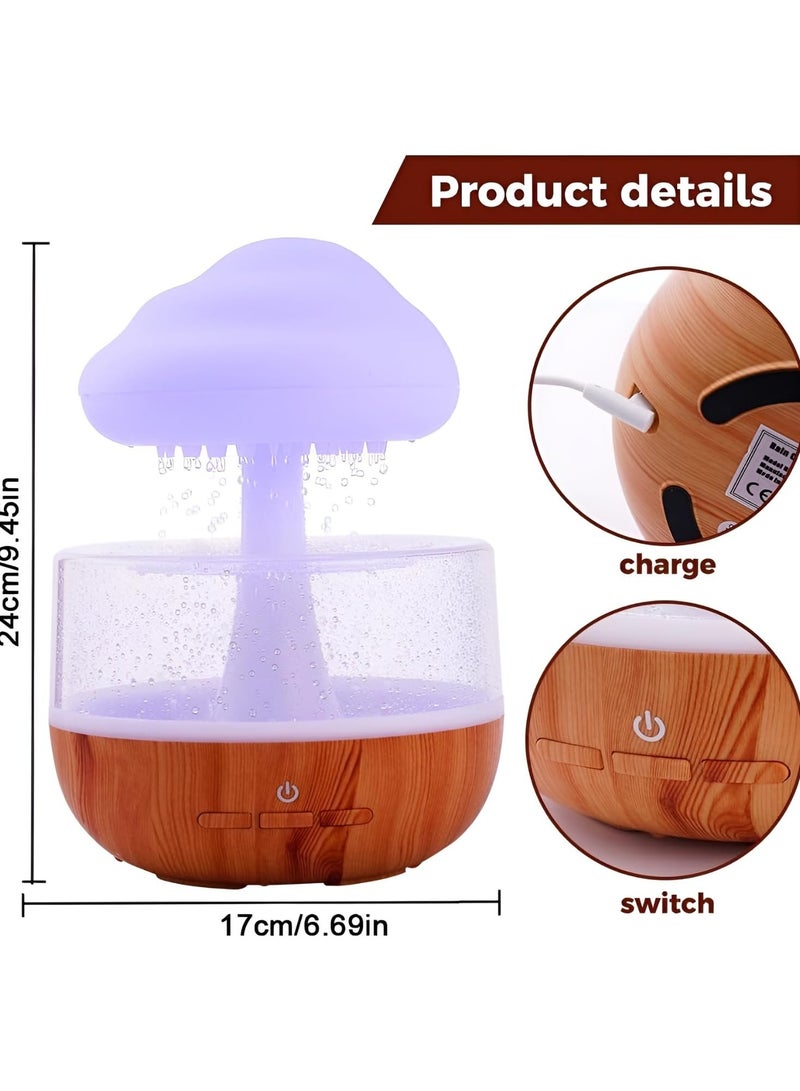 Raining Cloud Night Light & Humidifier Aromatherapy Essential Oil Diffuser Cute Mushroom Humidifier Waterfall Lamp Desk Fountain Bedside Relaxing Mood Light Sleeping & Relaxation Enhancement Stylish and Functional Design