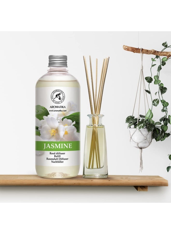 Reed Diffuser With Natural Essential Oil Jasmin 500Ml Scented Reed Diffuser Non Gift Set With Bamboo Sticks Best For Aromatherapy Spa Home Office Fitness Club