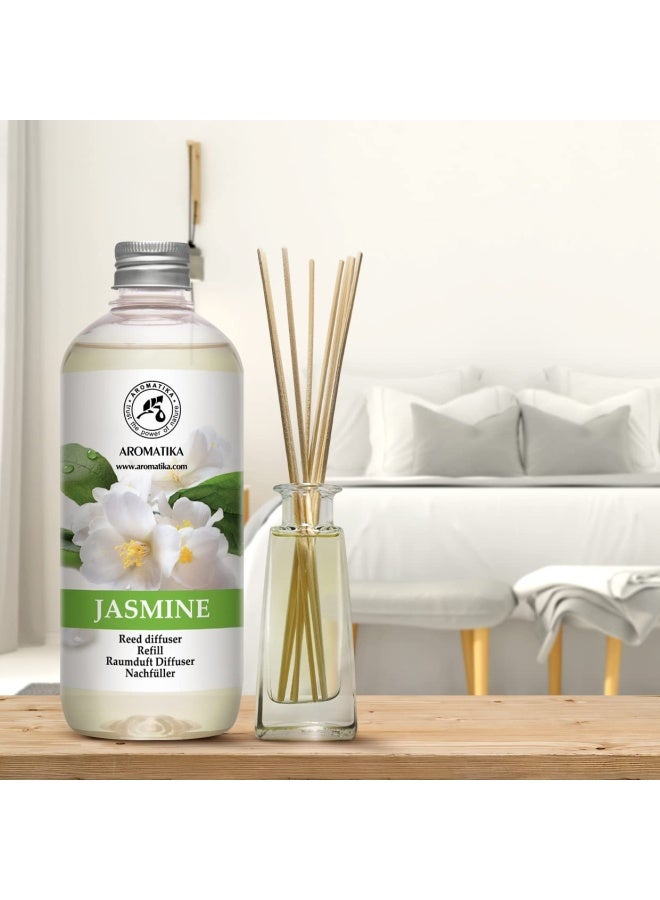 Reed Diffuser With Natural Essential Oil Jasmin 500Ml Scented Reed Diffuser Non Gift Set With Bamboo Sticks Best For Aromatherapy Spa Home Office Fitness Club