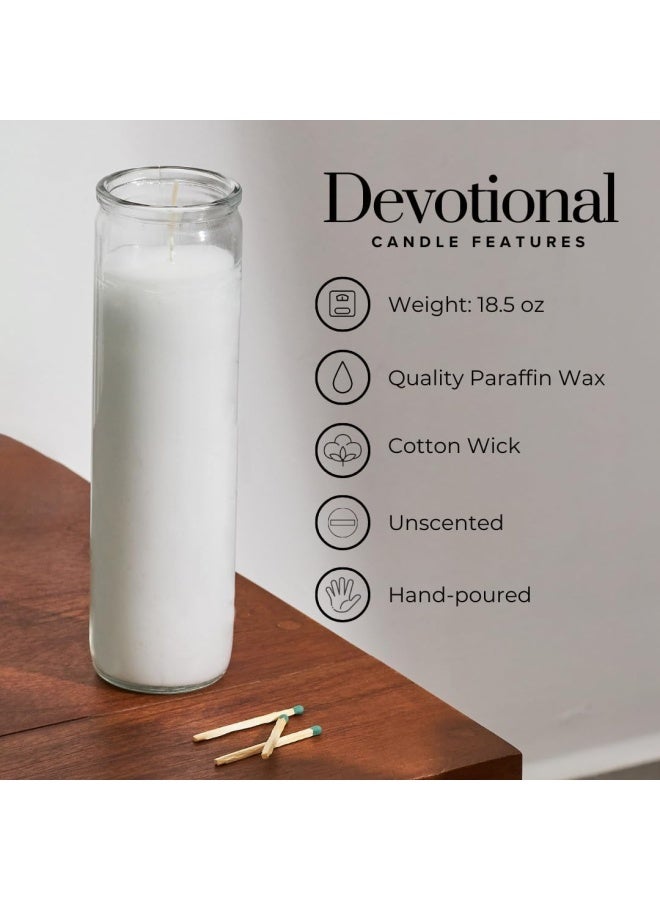 Simply Soson 2X8 Inch White Devotional Candles In Glass Jar 3 Pack 90 Hours – Prayer Candle Tall Pillar Candles For Religious Memorials Party Decor