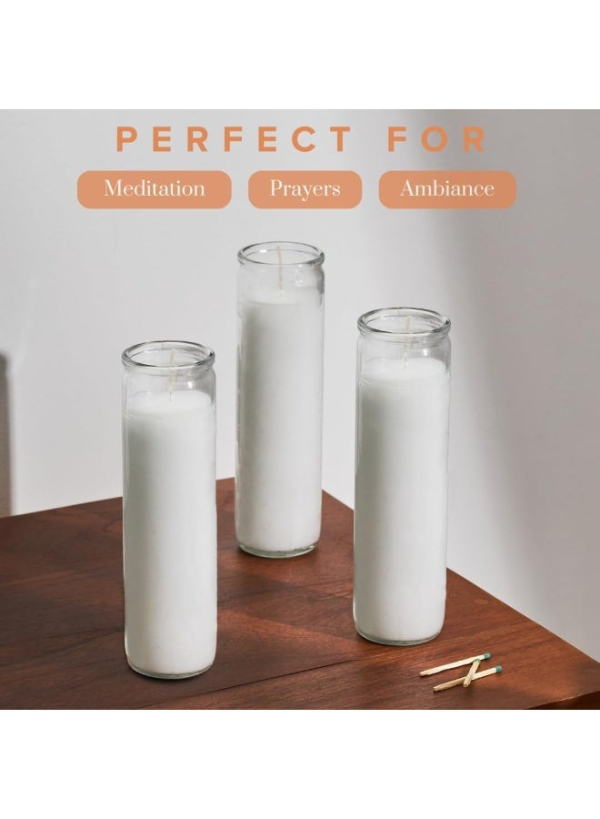 Simply Soson 2X8 Inch White Devotional Candles In Glass Jar 3 Pack 90 Hours – Prayer Candle Tall Pillar Candles For Religious Memorials Party Decor