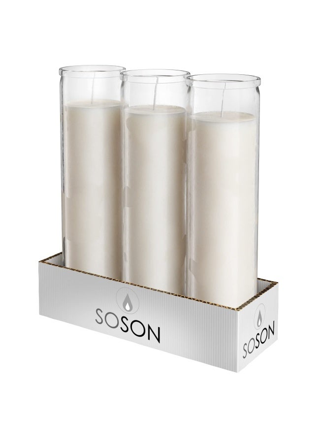 Simply Soson 2X8 Inch White Devotional Candles In Glass Jar 3 Pack 90 Hours – Prayer Candle Tall Pillar Candles For Religious Memorials Party Decor