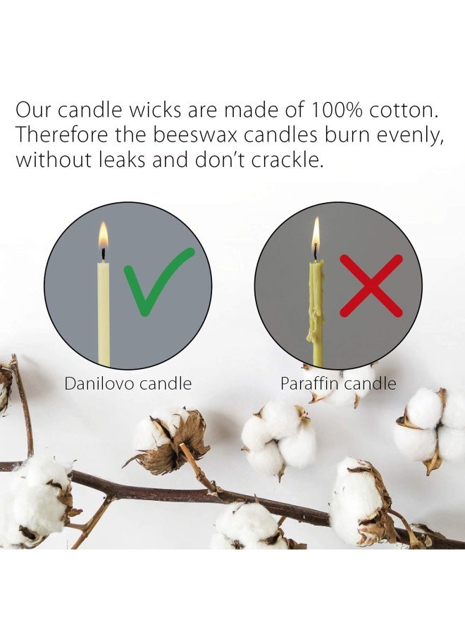 Danilovo Pure Beeswax Candles No Drip Less Tall Thin Taper Candles – Decorative Candles For Church Prayer Decor Or Birthday Candles – Honey Scented – 5.9 In Ø 0.2 In White 50 Pieces