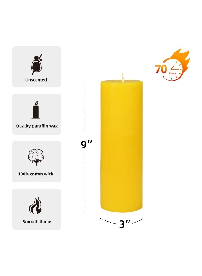 Pillar Candle 3 By 9 Inch Yellow