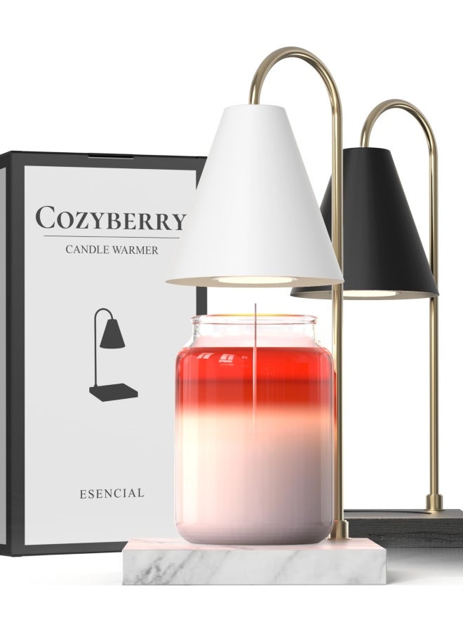 Cozyberry® Esencial Candle Warmer Compatible With Yankee Candle Large Jar Candle Warmer Lamp Dimmable Candle Melter For Scented Candle Wax Melt Small And Large Size Jar Candles White Marble