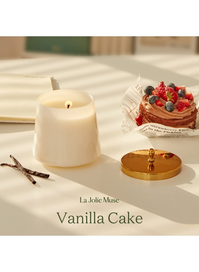 La Jolie Muse Vanilla Cake Scented Candle Natural Soy Candle 75 Hours Long Burning Glass Jar Candle 123 Oz