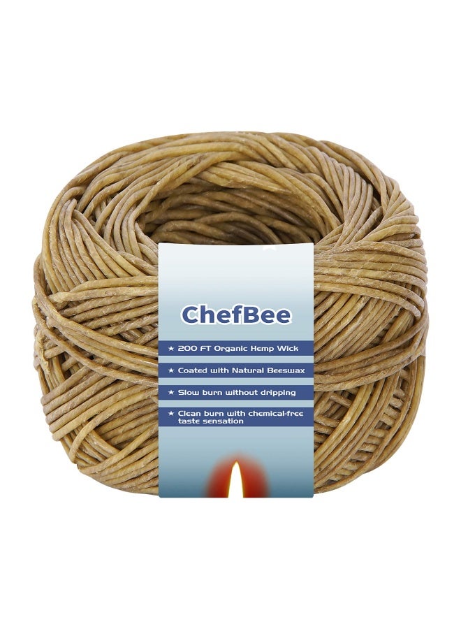 Chefbee 200 Ft Organic Wick Wick Well Coated Natural Beeswax For Wick Lighter Or Candle Making Slow Burn No Dripping Standard Size1.1Mm