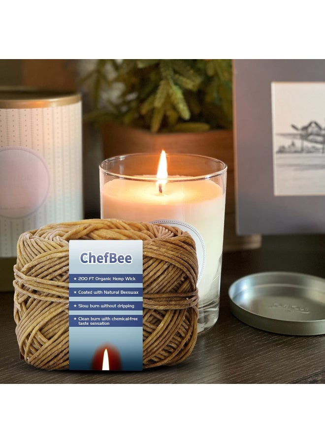 Chefbee 200 Ft Organic Wick Wick Well Coated Natural Beeswax For Wick Lighter Or Candle Making Slow Burn No Dripping Standard Size1.1Mm