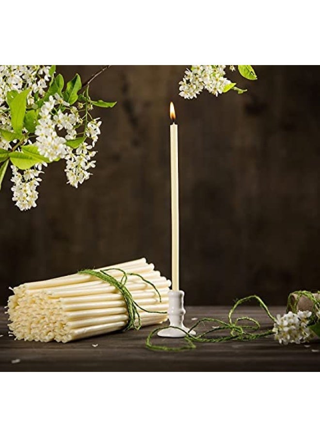 Danilovo Pure Beeswax Candles No Drip Less Tall Thin Taper Candles – Decorative Candles For Church Prayer Decor Or Birthday Candles – Honey Scented – 6.3 In Ø 0.2 In White 50 Pieces