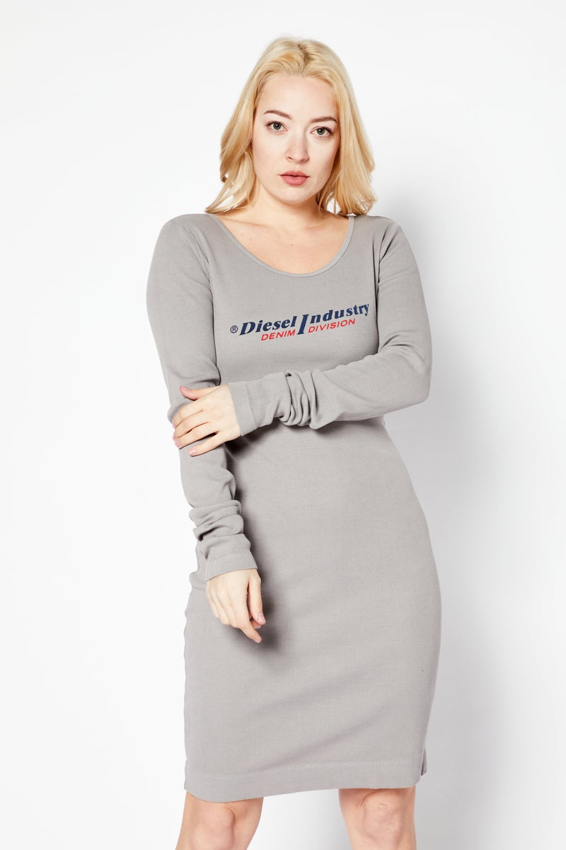 Women Brand Logo Mini Dress, Grey