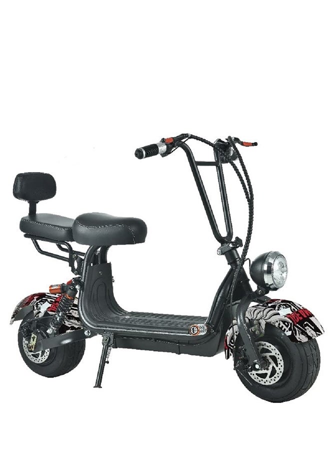 Mini Coco Harley Fat Tyre Electric Scooter With Removable Battery-nostalgic Black