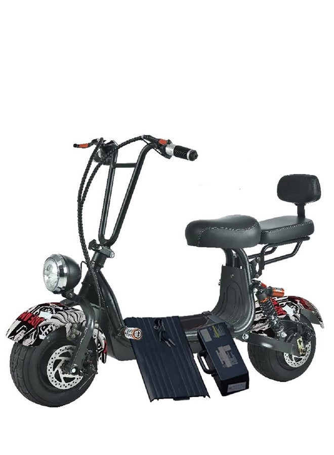 Mini Coco Harley Fat Tyre Electric Scooter With Removable Battery-nostalgic Black