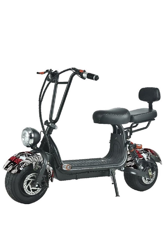 Mini Coco Harley Fat Tyre Electric Scooter With Removable Battery-nostalgic Black