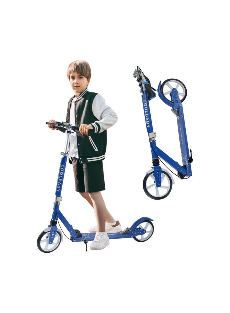 COOLBABY Adult Foldable Scooter 200MM Big Wheels,Aluminum alloy scooter，Up To 150kg，8-12km/h