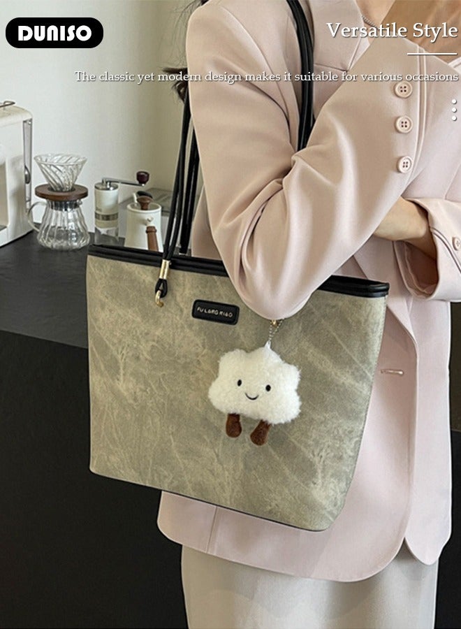 Women Shoulder Tote Bag, Beige PU Fashionable Travel Bags, Comfortable Commuter Bag for Large Capacity, Weekender Shopper Handbag for Ladies