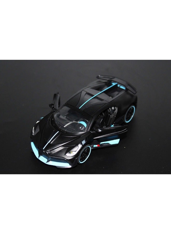 1:32 Bugatti Divo Diecast Metal Pullback Toy Car for Kids – Best Gift for Boys, Realistic Design, Light & Sound (Black)