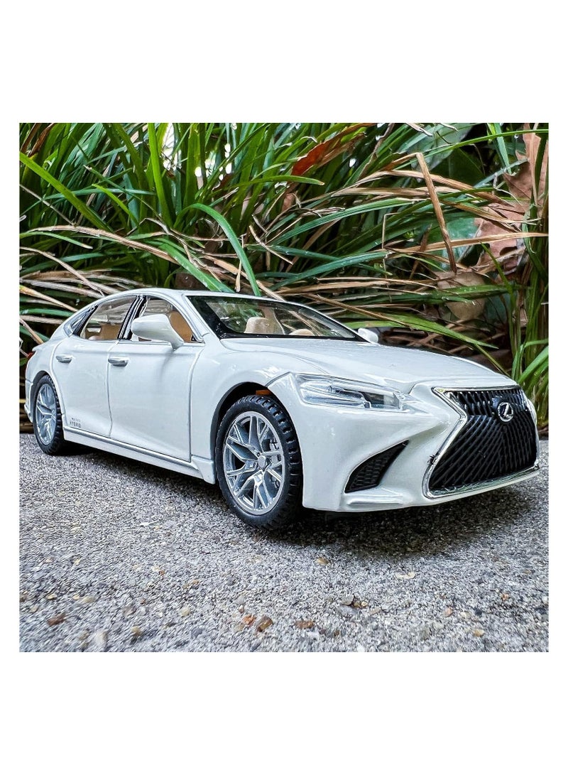 1:32 Scale Simulation of Lexus LS500h Diecast Metal Pullback Toy Car – Hybrid Toy Car for Boys | White DC Model, Best Gift for Kids
