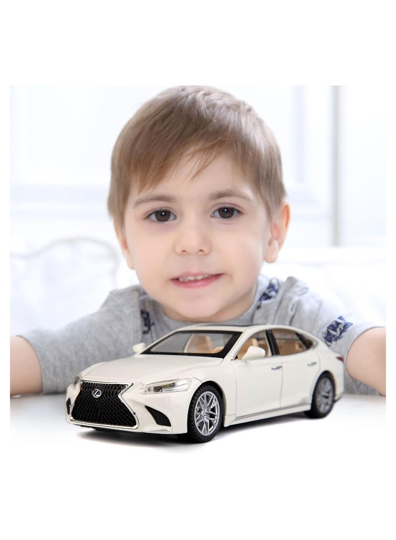 1:32 Scale Simulation of Lexus LS500h Diecast Metal Pullback Toy Car – Hybrid Toy Car for Boys | White DC Model, Best Gift for Kids