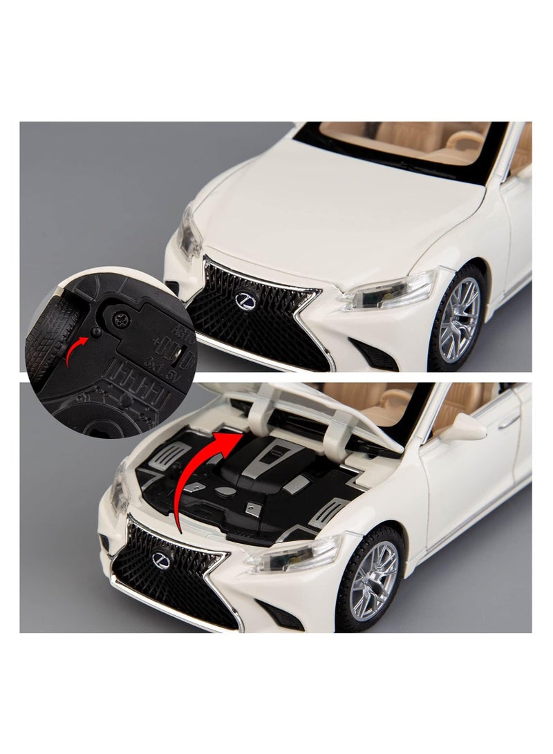 1:32 Scale Simulation of Lexus LS500h Diecast Metal Pullback Toy Car – Hybrid Toy Car for Boys | White DC Model, Best Gift for Kids