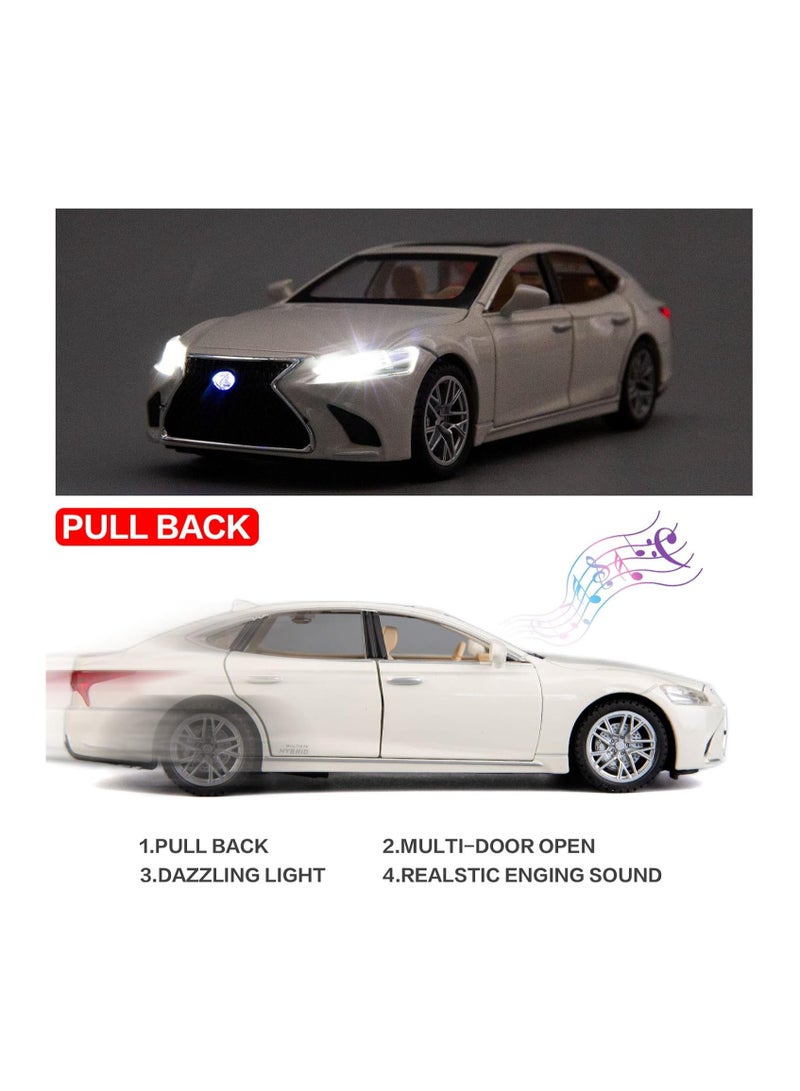 1:32 Scale Simulation of Lexus LS500h Diecast Metal Pullback Toy Car – Hybrid Toy Car for Boys | White DC Model, Best Gift for Kids