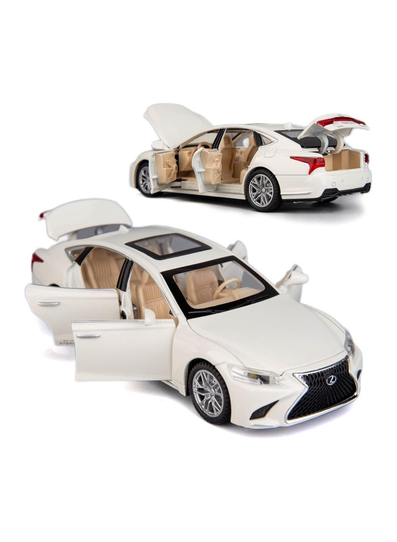 1:32 Scale Simulation of Lexus LS500h Diecast Metal Pullback Toy Car – Hybrid Toy Car for Boys | White DC Model, Best Gift for Kids