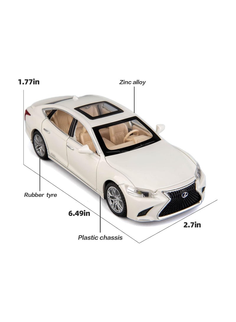 1:32 Scale Simulation of Lexus LS500h Diecast Metal Pullback Toy Car – Hybrid Toy Car for Boys | White DC Model, Best Gift for Kids
