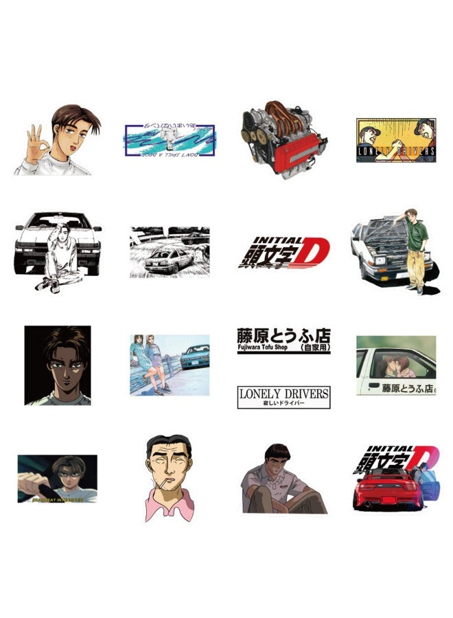 MuyingzhuoInitial D Stickers 51PCS  Japanese Cartoon Anime Sticker Pack  Vinyl Decals for Laptop  Water Bottle  Car  Skateboard  Guitar  Helmet for Kids  Teens  Adults  Initial D