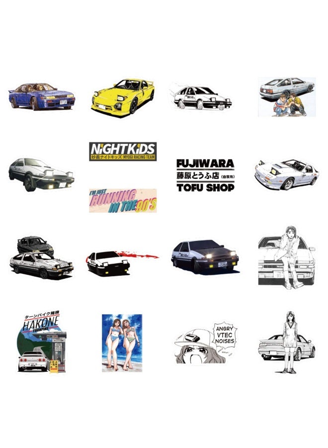 MuyingzhuoInitial D Stickers 51PCS  Japanese Cartoon Anime Sticker Pack  Vinyl Decals for Laptop  Water Bottle  Car  Skateboard  Guitar  Helmet for Kids  Teens  Adults  Initial D