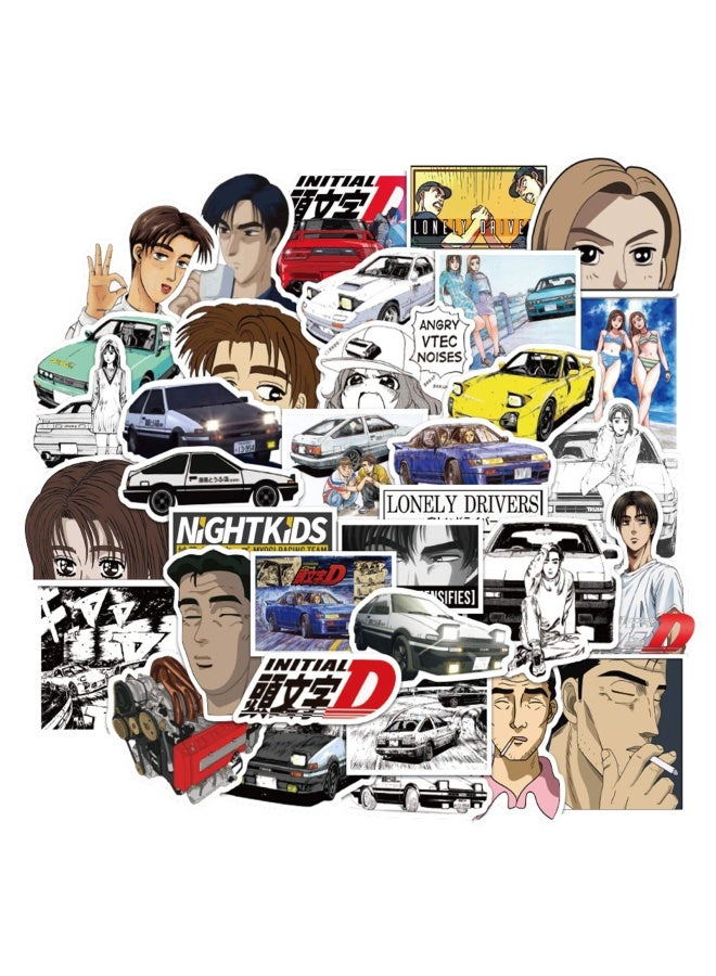 MuyingzhuoInitial D Stickers 51PCS  Japanese Cartoon Anime Sticker Pack  Vinyl Decals for Laptop  Water Bottle  Car  Skateboard  Guitar  Helmet for Kids  Teens  Adults  Initial D