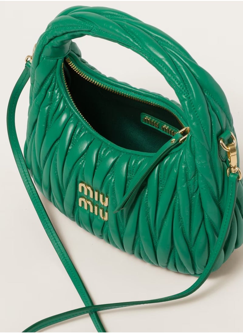 MIU Wander nappa leather hobo Shoulder Bag