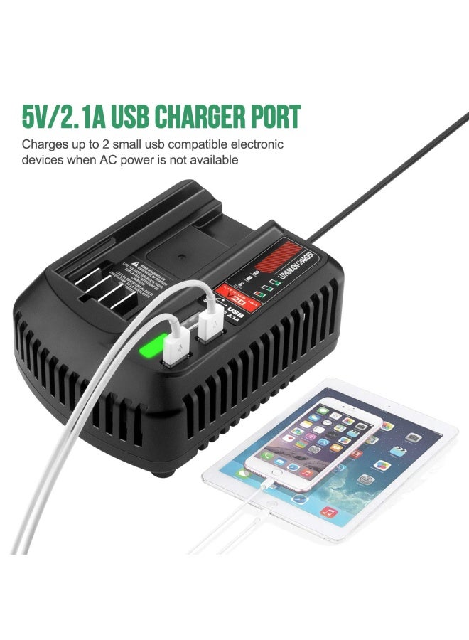 Advtronics V20 Battery Cmcb104 Fast Charger With Usb Port For Cmcb100 Cmcb124 Charger Compatible With Craftsman 20 Volt Max Lithium Compact Batteries Cmcb202 Cmcb204 Cmcb206 Cmcb201