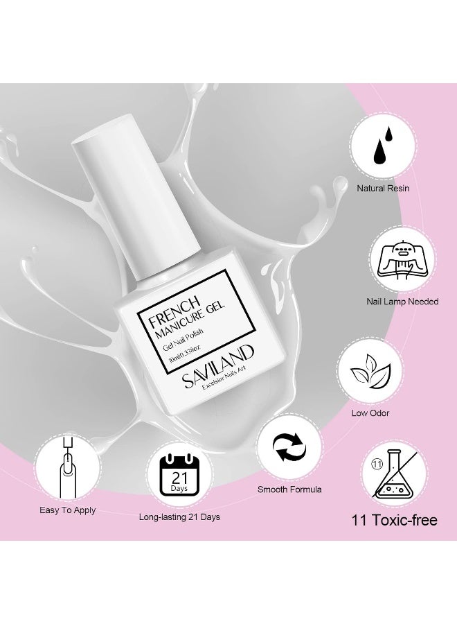 French Gel Nail Polish - 1Piece 10Ml White Manicure Brush Uv Led French Nail Art For Starters Professionals Gift