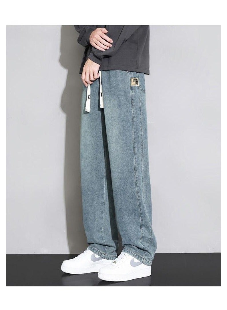 Fashionable Men's Loose Straight Leg Jeans, Wide Leg Casual Pants