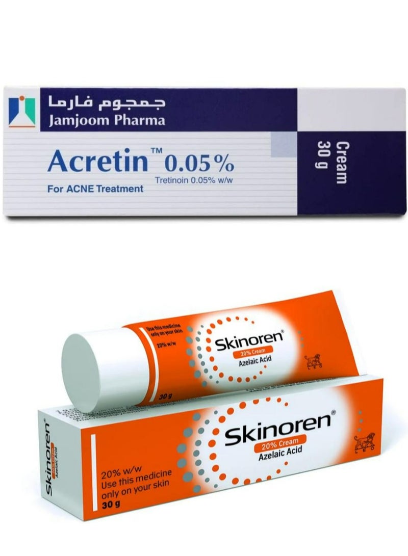 Acretin 0.05% For Acne Treatment Cream And Skinoren 2 Pcs