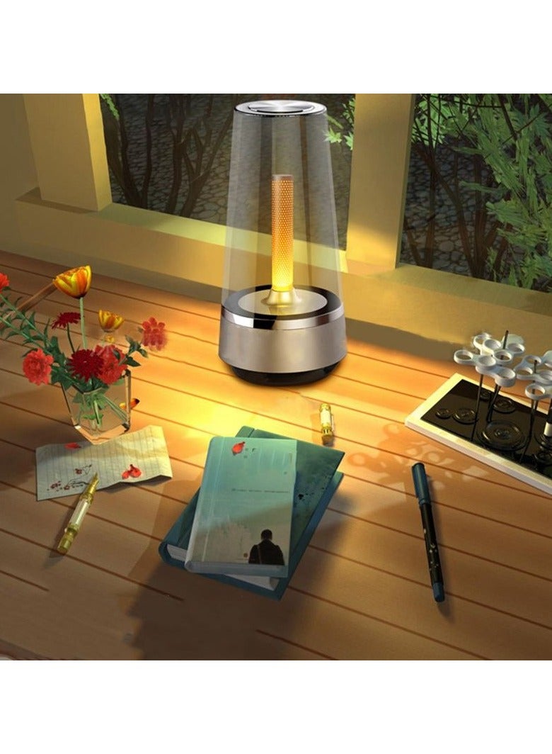 LED Candle Light With Bluetooth Speaker Adjustable Brightness Portable Wireless Audio Realistic Flame Effect And Creative Gift Idea