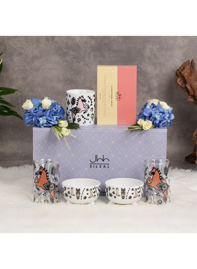 Elegant Gift Box With Playing Cards Bowl Candle N Glass