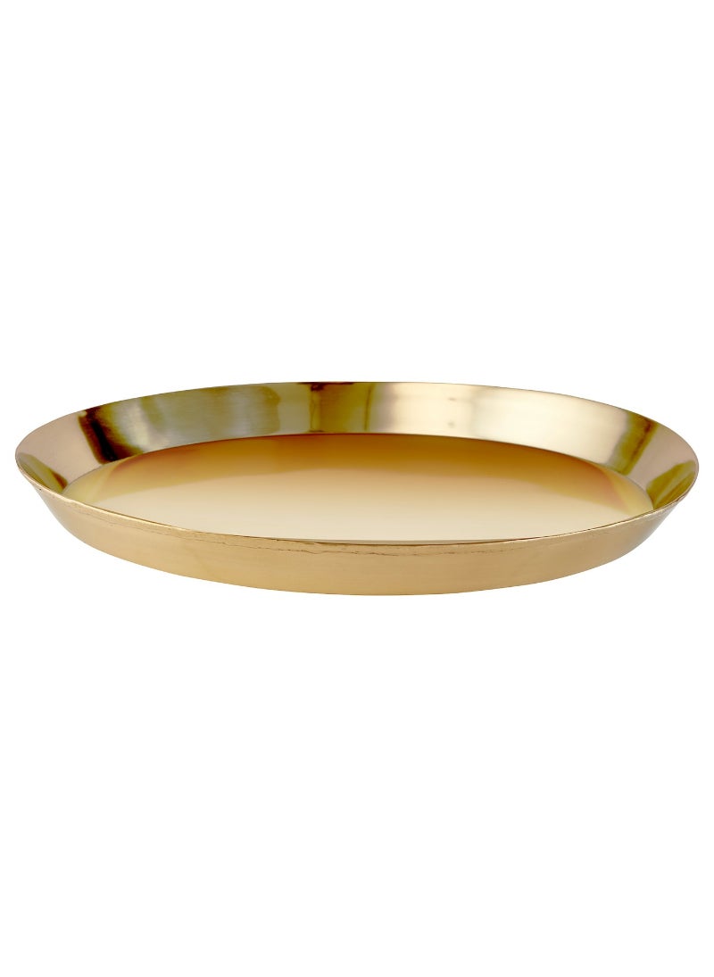 Candle Dish - Brass-colour, Decorative Metal Tray for Candles, 40 cm