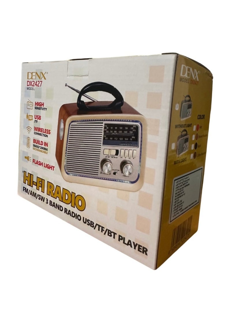 DENX/DX2427 Classic Portable Radio with Bluetooth Speaker: Dink's Brand