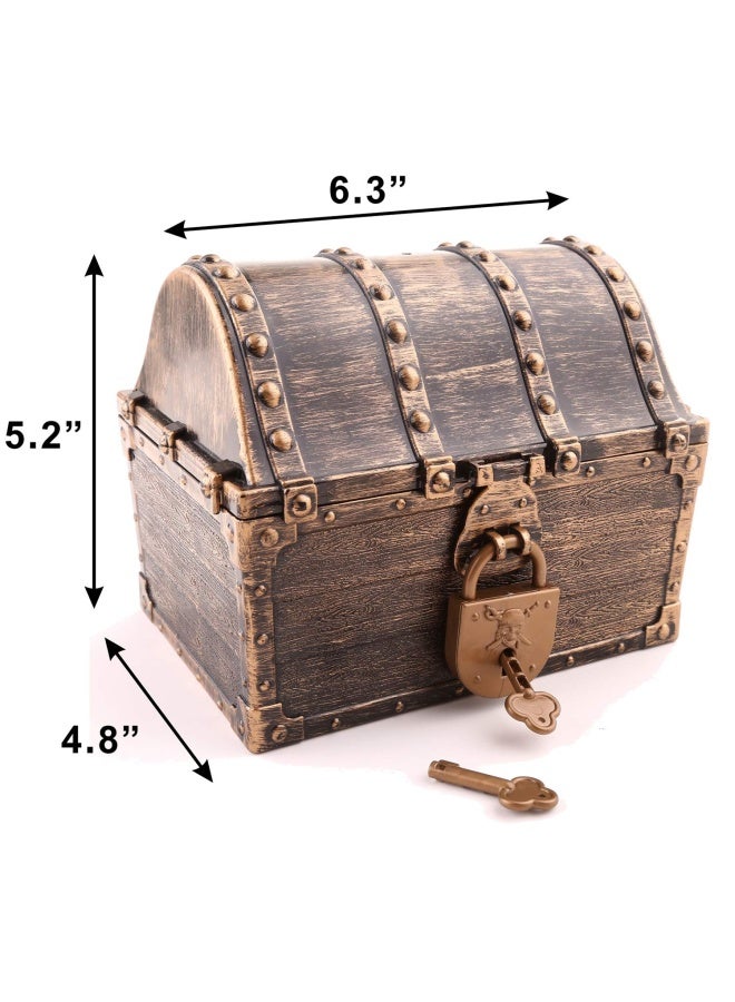 Kids Pirate Treasure Chest Large Size Teacher S Favorite Treasures Collection Storage Box With 2 Sets Of Locks And Keys Only Vintage Bronze Coating 6.3 X4.8 X5.2