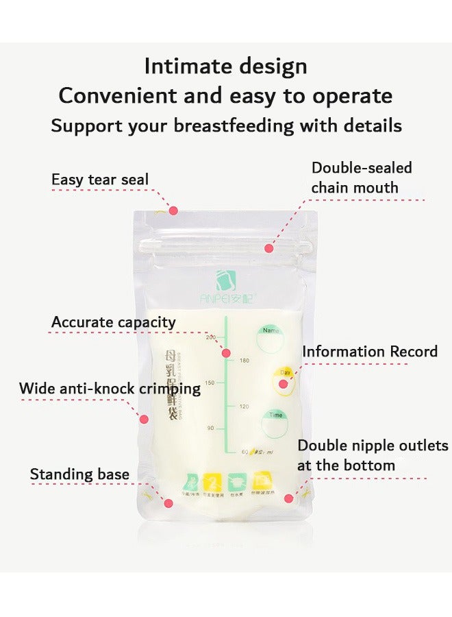 32 Pcs Breastmilk Storage Bags, 200ml Doubled-Sealed Breastmilk Freezer Bag, for Freezing and Refrigeration