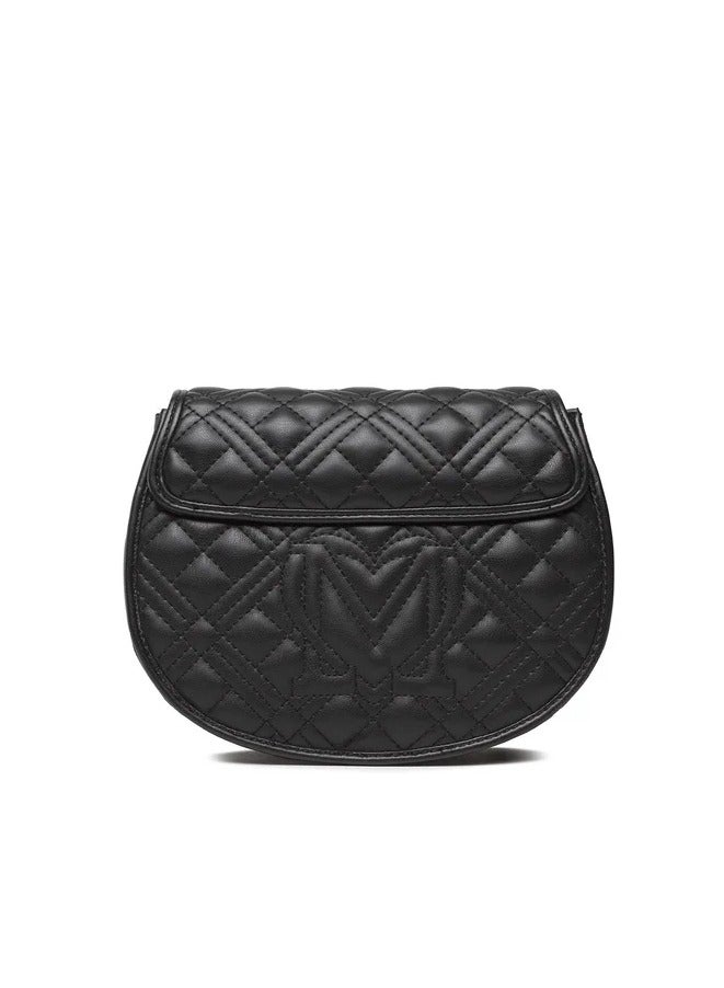 Black Quilted  Handbag with Elegant Gold Hardware for Women