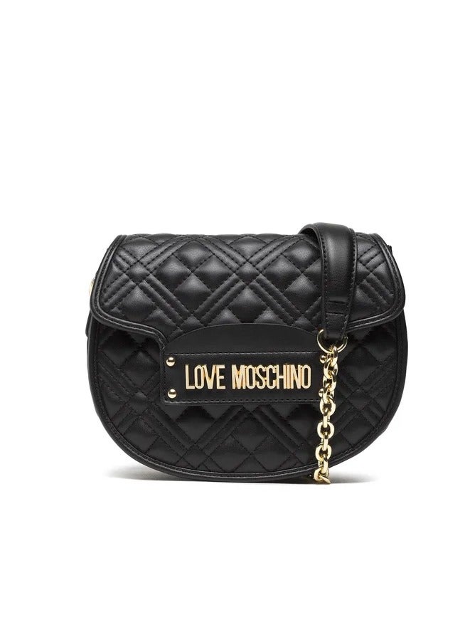 Black Quilted  Handbag with Elegant Gold Hardware for Women