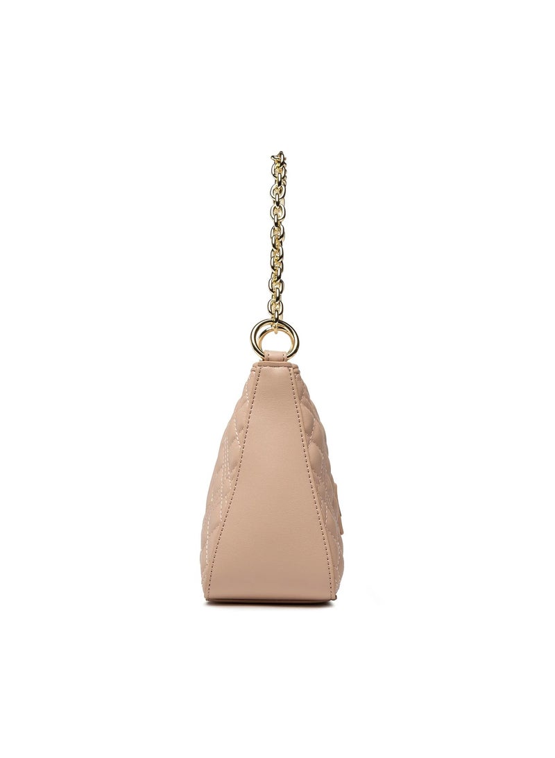 Nude Quilted  Handbag with Elegant Gold Detailing for Women