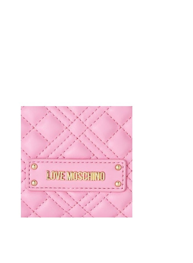 Pink Quilted  Bag with Elegant Gold Details for Women