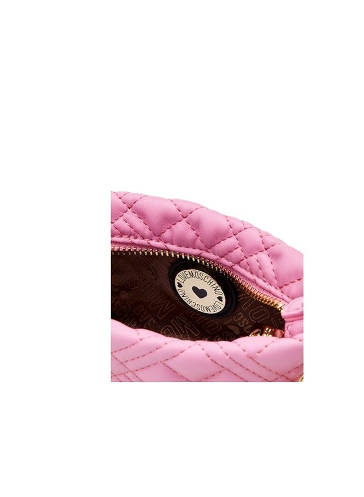 Pink Quilted  Bag with Elegant Gold Details for Women